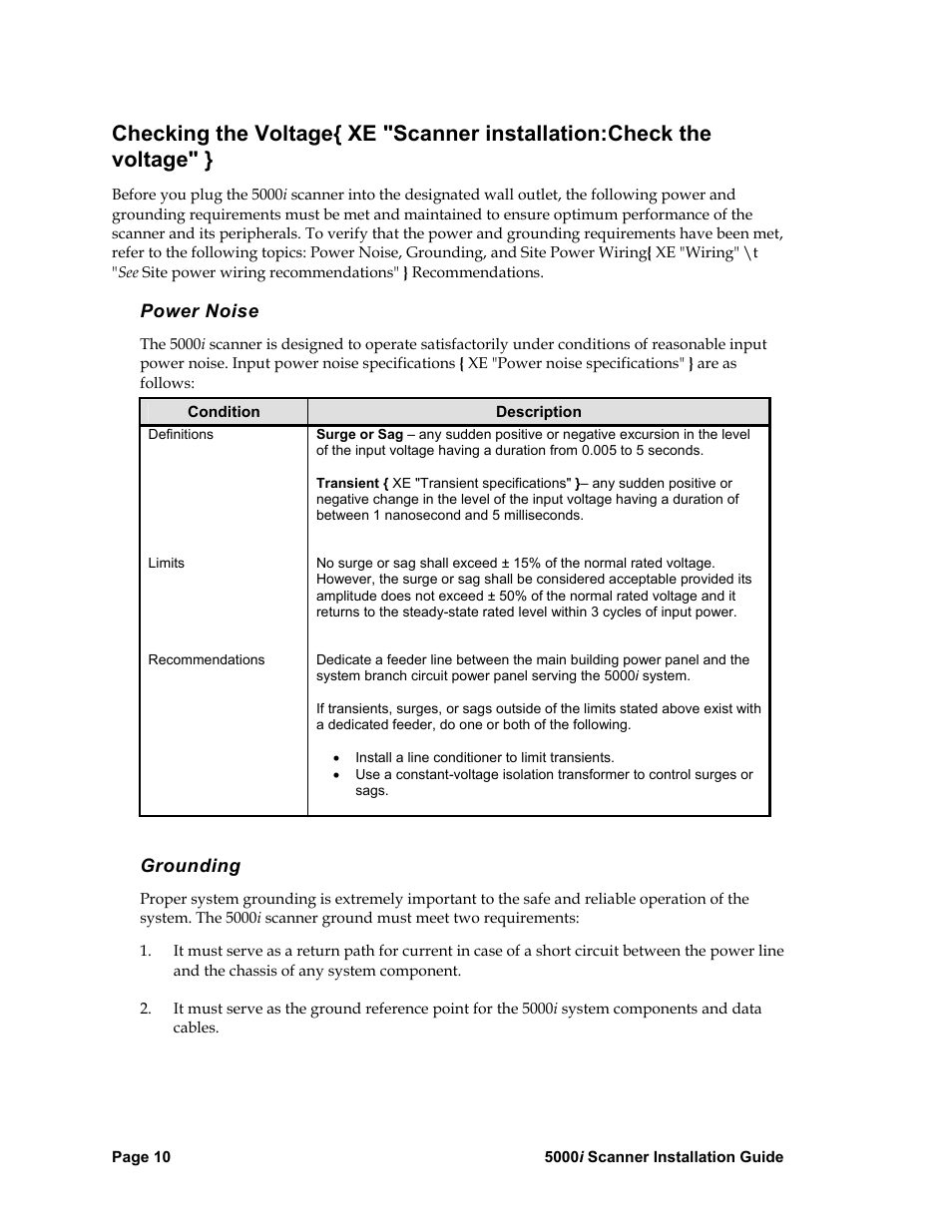 Power noise, Grounding, Checking the voltage | Nortel Networks 5000i User Manual | Page 22 / 54