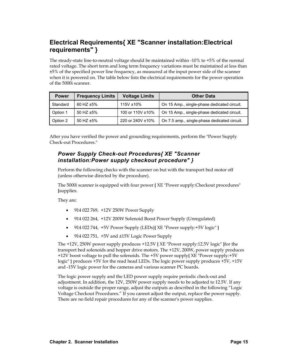 Electrical requirements | Nortel Networks 5000i User Manual | Page 27 / 54