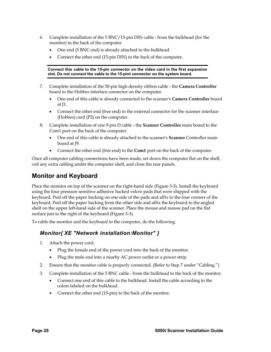 Monitor and keyboard, Monitor xe "network installation:monitor | Nortel Networks 5000i User Manual | Page 40 / 54