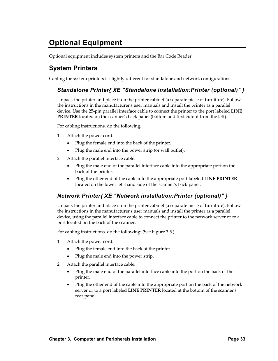 Optional equipment, System printers | Nortel Networks 5000i User Manual | Page 45 / 54