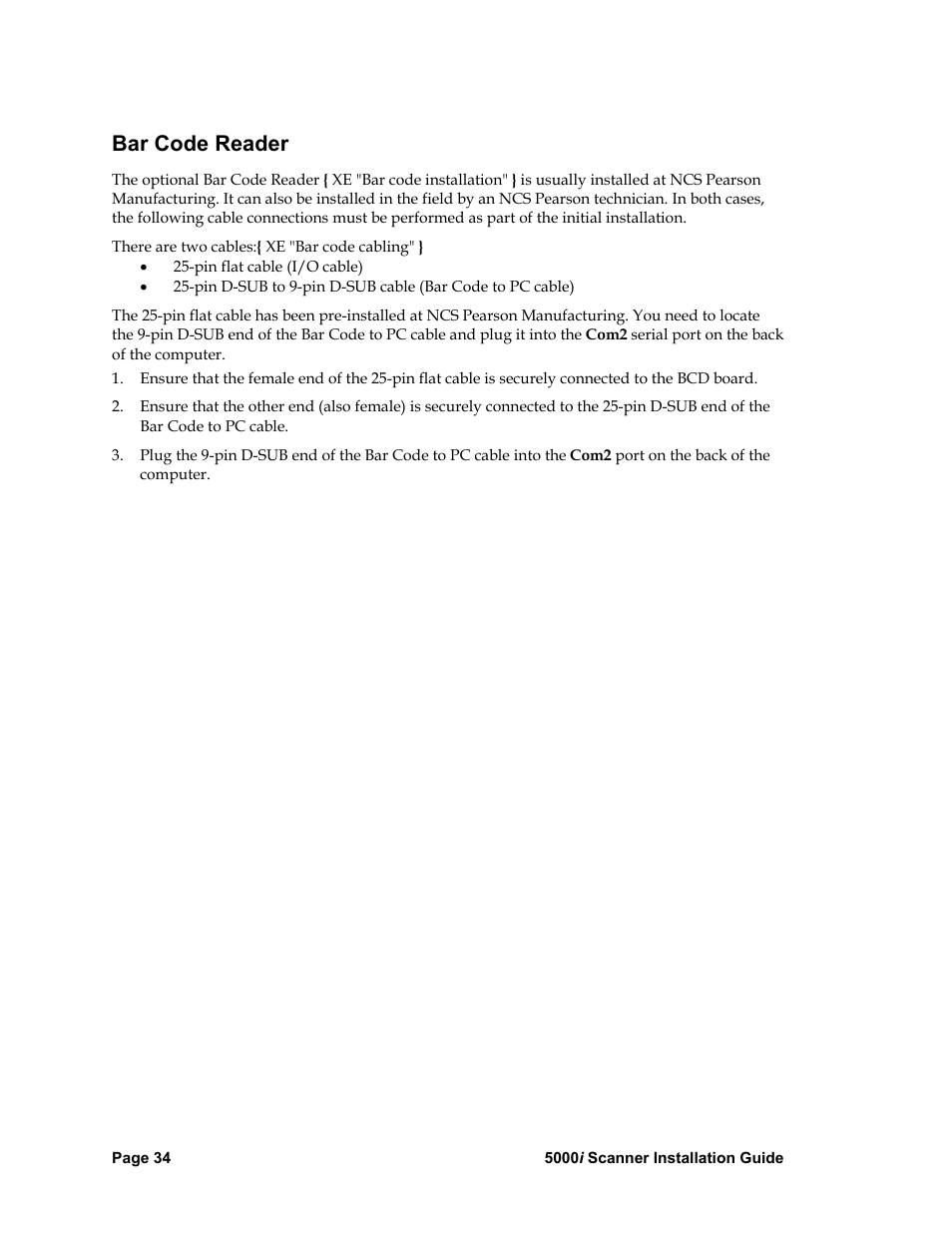 Bar code reader | Nortel Networks 5000i User Manual | Page 46 / 54