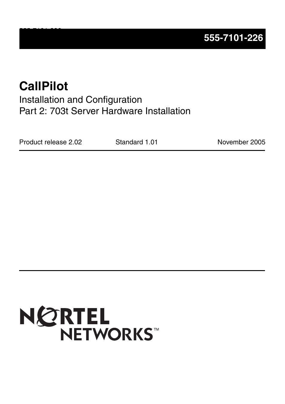 Nortel Networks CALLPILOT 555-7101-226 User Manual | 72 pages