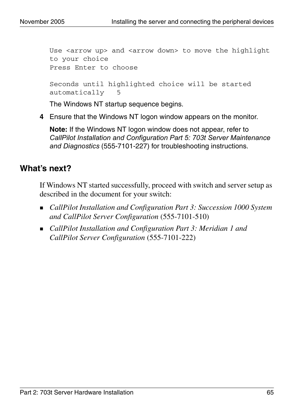 What’s next | Nortel Networks CALLPILOT 555-7101-226 User Manual | Page 65 / 72