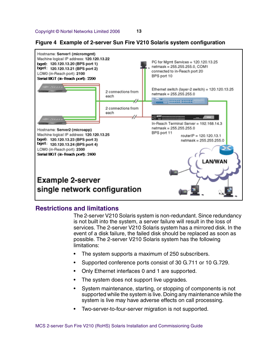 Restrictions and limitations | Nortel Networks Sun Fire V210 (RoHS) User Manual | Page 13 / 176