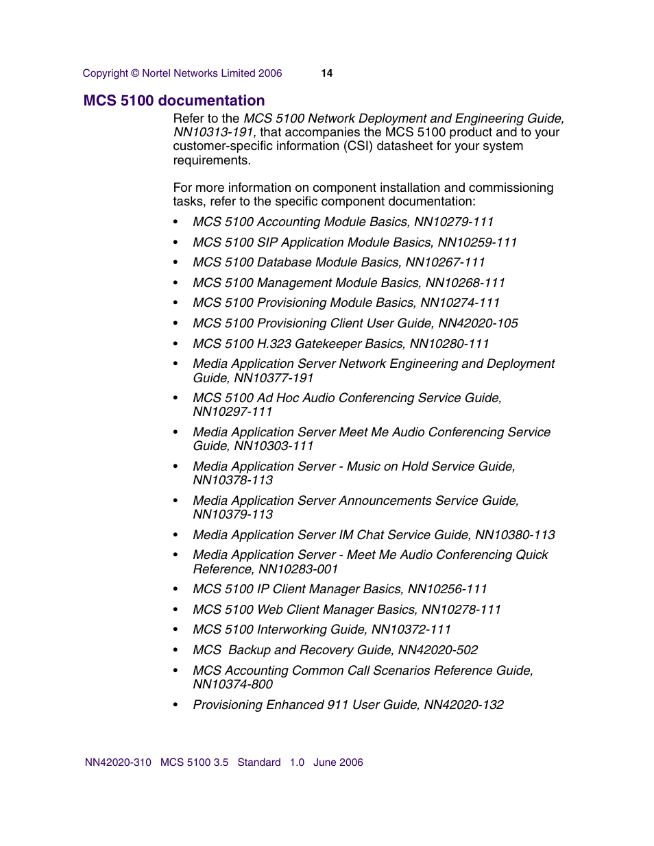 Mcs 5100 documentation | Nortel Networks Sun Fire V210 (RoHS) User Manual | Page 14 / 176