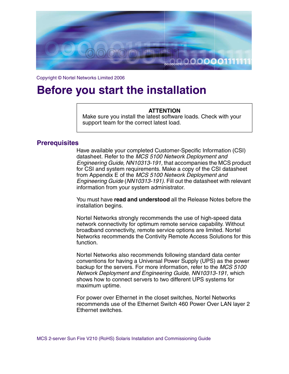 Before you start the installation, Prerequisites, Before you start the installation prerequisites | Nortel Networks Sun Fire V210 (RoHS) User Manual | Page 17 / 176