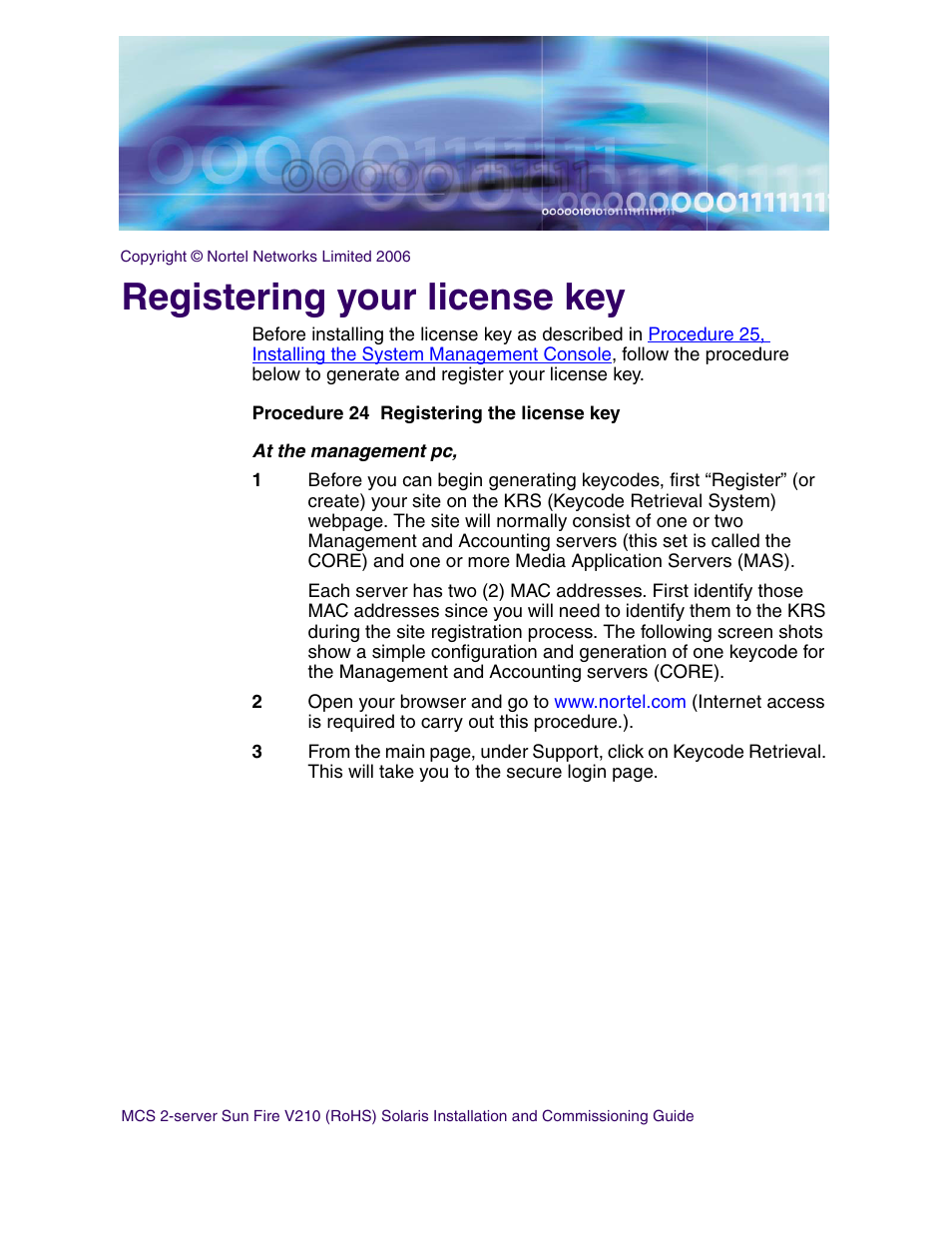 Registering your license key | Nortel Networks Sun Fire V210 (RoHS) User Manual | Page 81 / 176