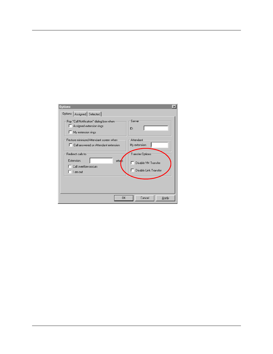 Disabling transfer options | Nortel Networks Attendant Console User Manual | Page 22 / 96