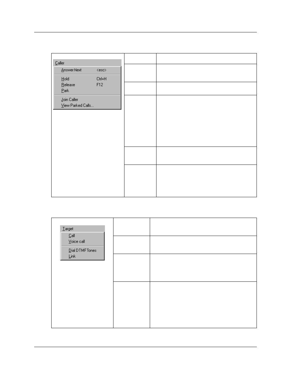 Caller menu target menu | Nortel Networks Attendant Console User Manual | Page 28 / 96
