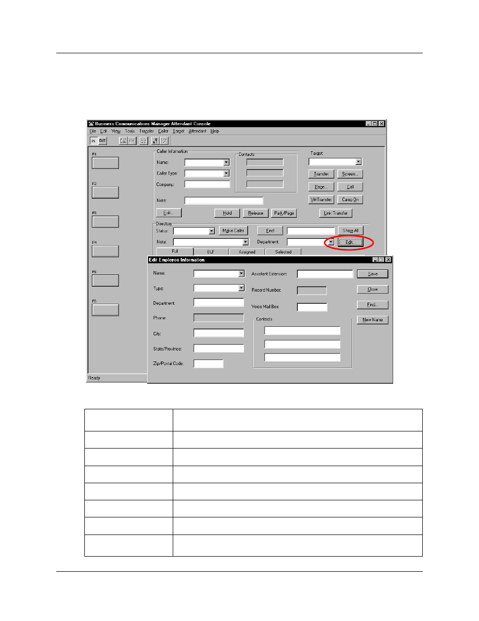 The edit employee information dialog box, The edit employee information | Nortel Networks Attendant Console User Manual | Page 39 / 96