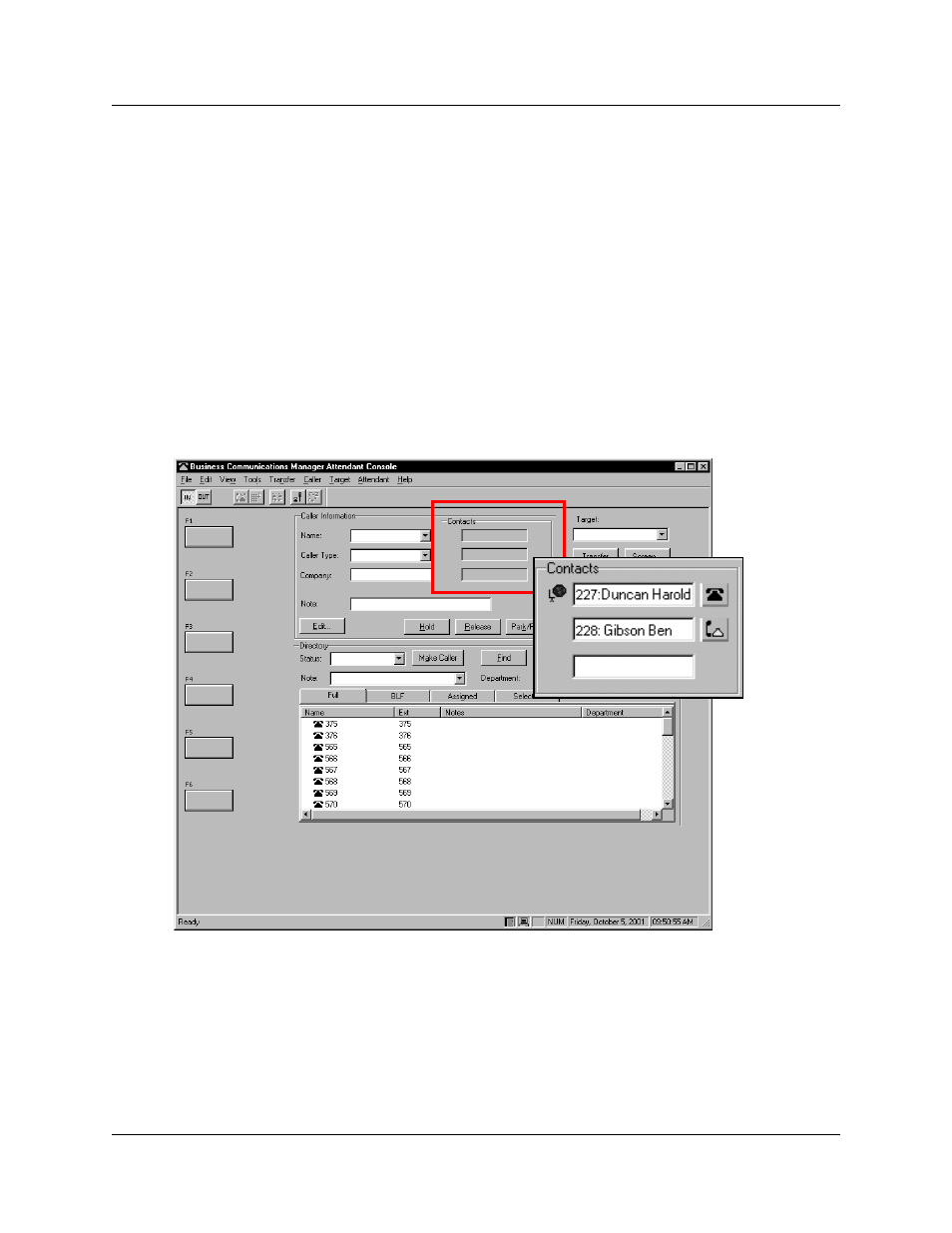 Using the target list box, Using the contacts boxes | Nortel Networks Attendant Console User Manual | Page 48 / 96