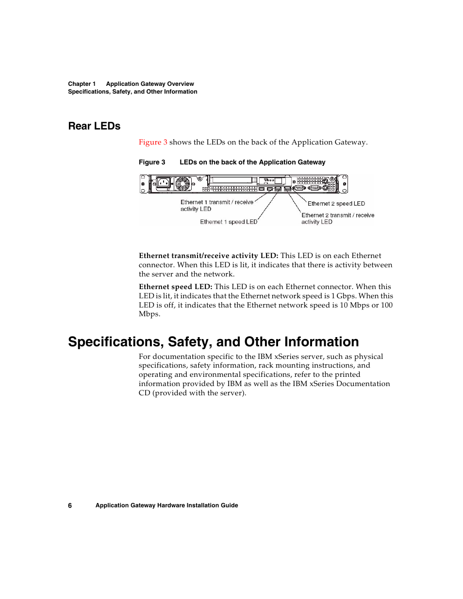 Rear leds, Specifications, safety, and other information | Nortel Networks 2000 User Manual | Page 14 / 28