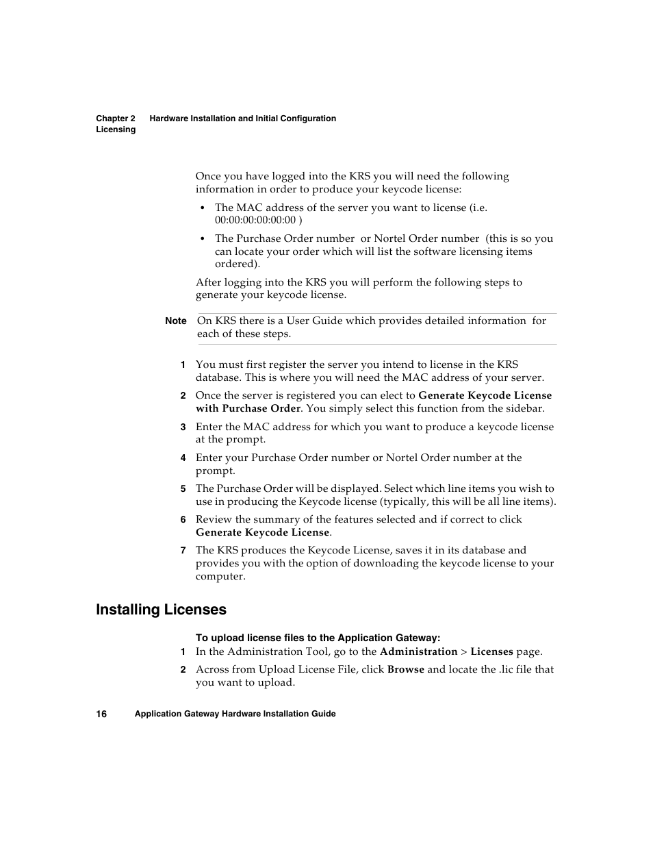 Installing licenses | Nortel Networks 2000 User Manual | Page 24 / 28