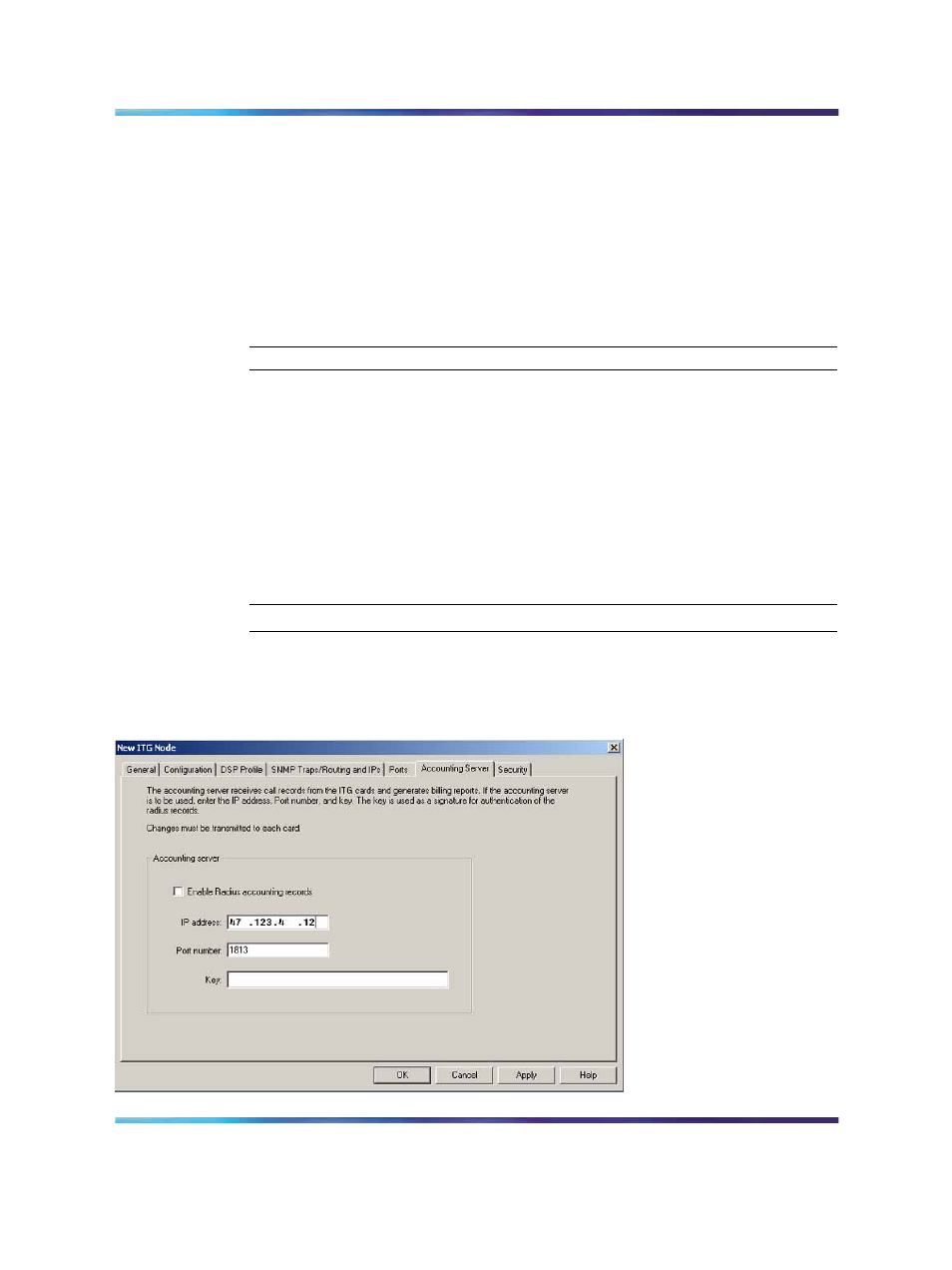 Configure accounting server, Figure 57 accounting server tab | Nortel Networks NN43001-563 User Manual | Page 249 / 490