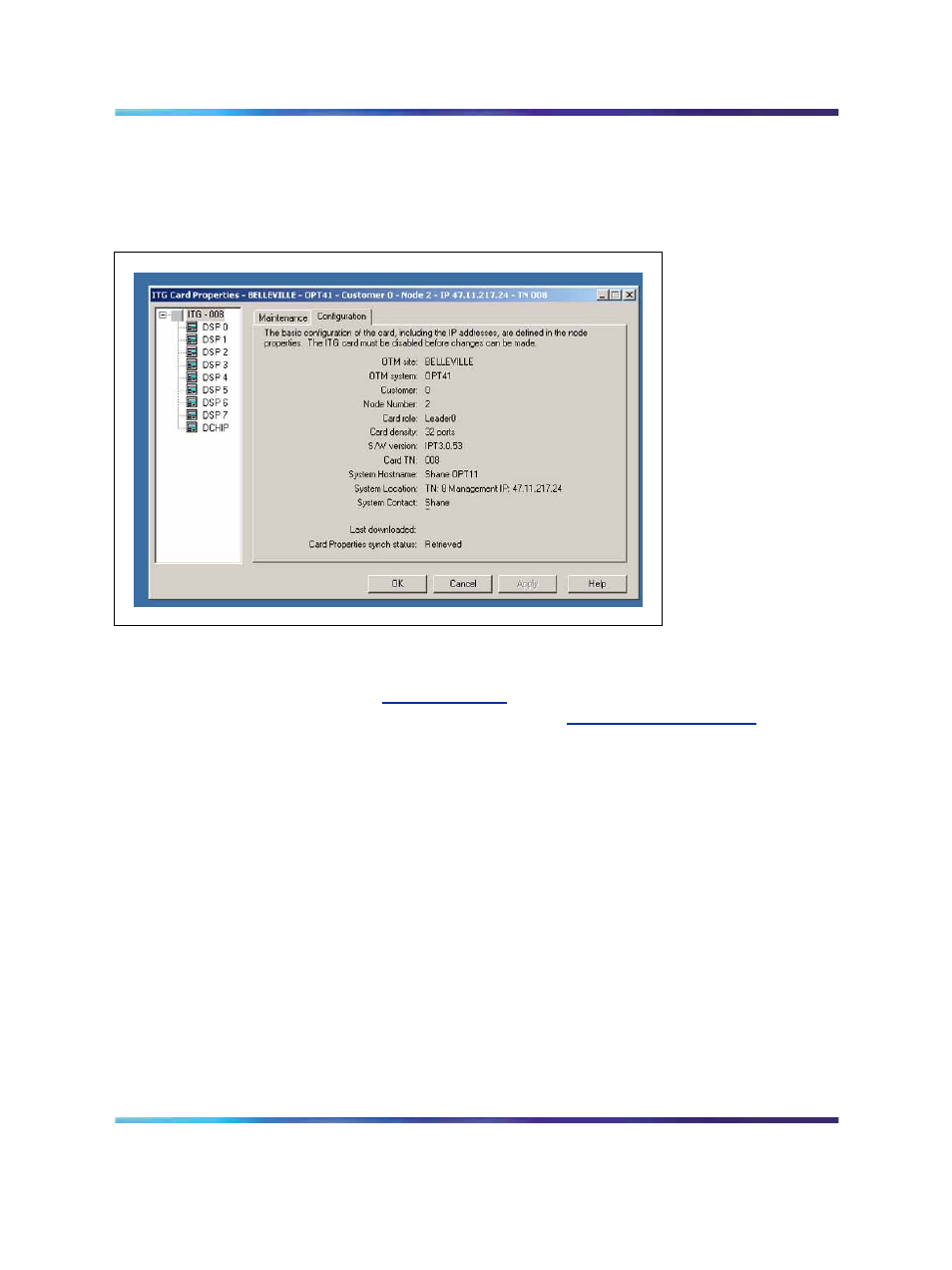 Figure 64 itg card properties configuration tab | Nortel Networks NN43001-563 User Manual | Page 272 / 490