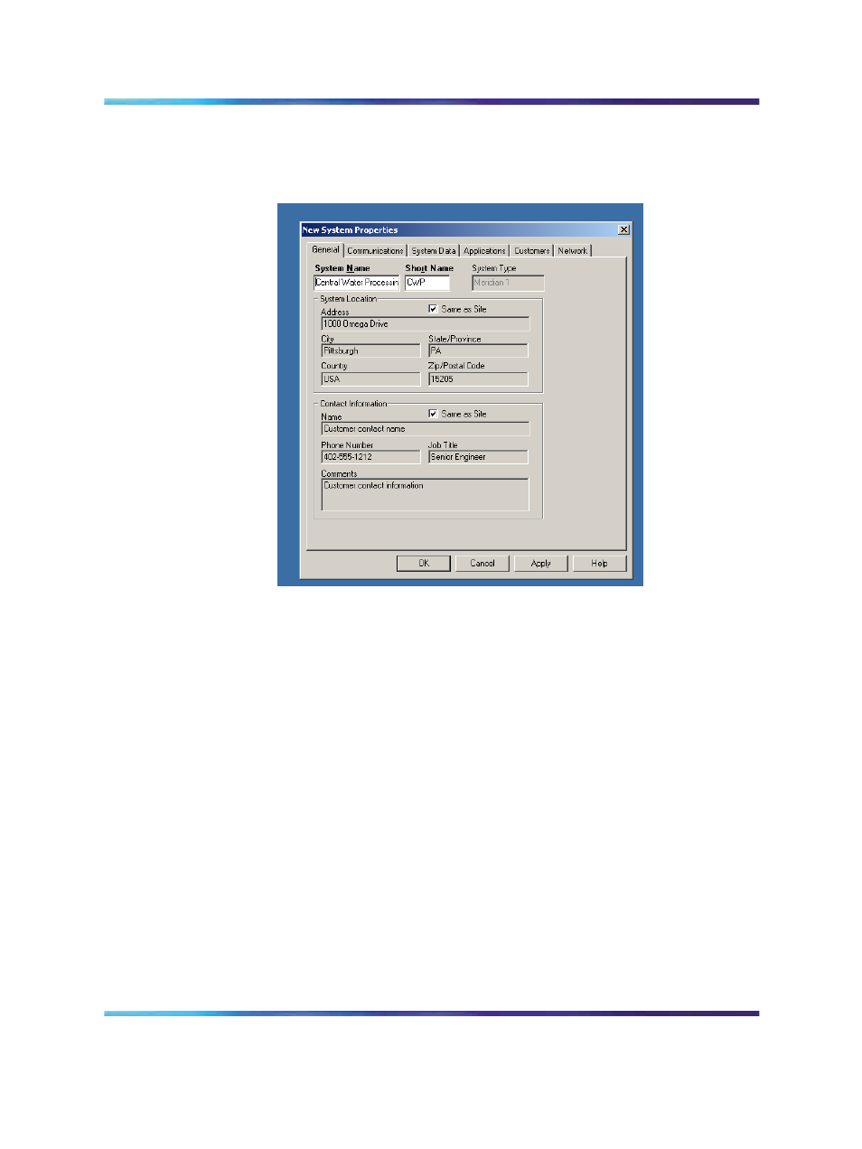 Figure 80 new system properties general tab, Enter system data, Figure 80 "new system properties | Nortel Networks NN43001-563 User Manual | Page 292 / 490