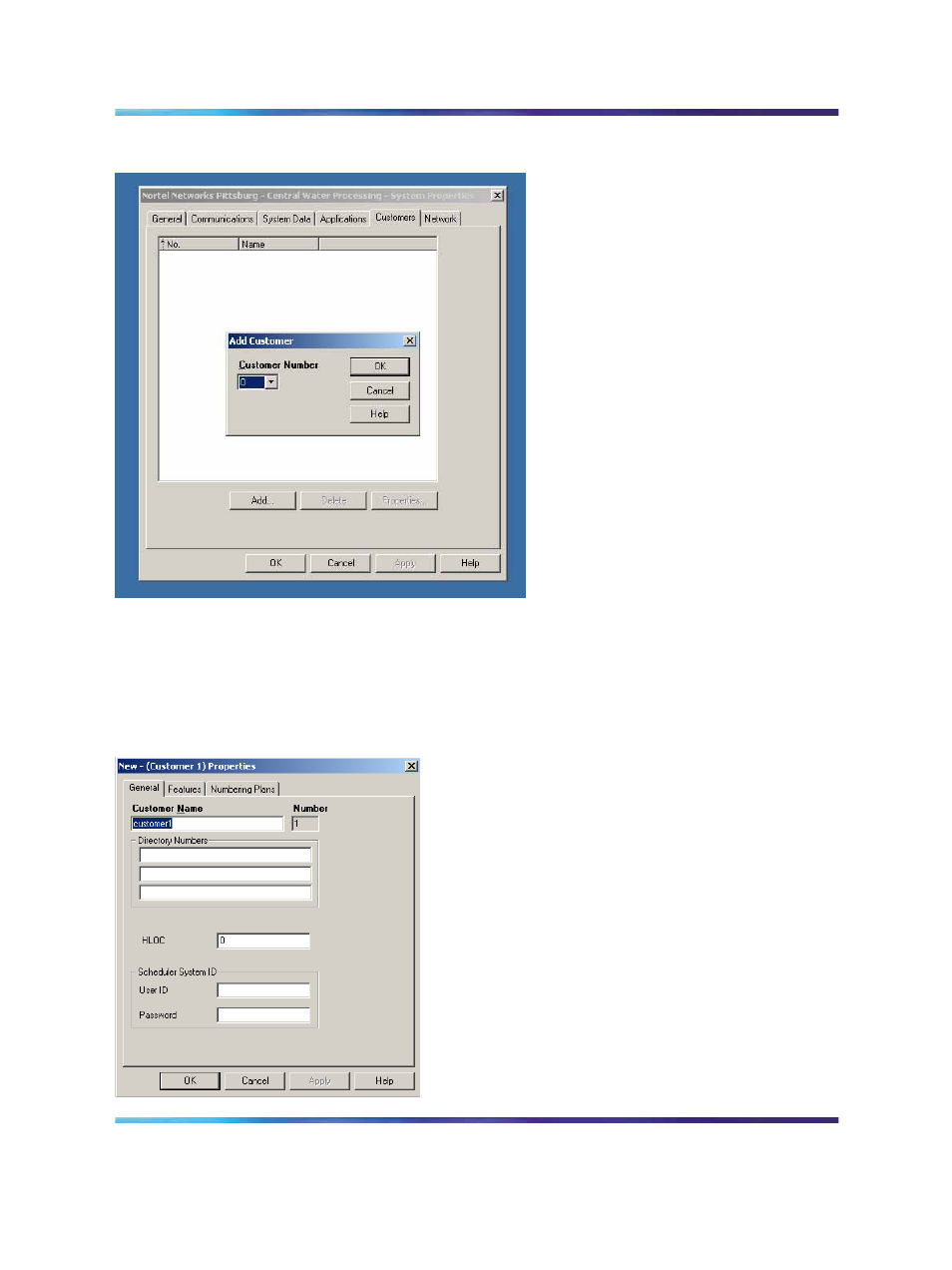 Figure 83 add customer window, Figure 84 new (customer x) properties general tab | Nortel Networks NN43001-563 User Manual | Page 295 / 490