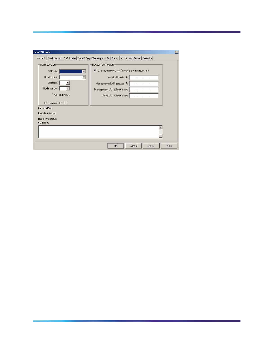 Figure 94 new itg node general tab, Provision the ip trunk cards, Figure 94 "new itg node | Nortel Networks NN43001-563 User Manual | Page 303 / 490