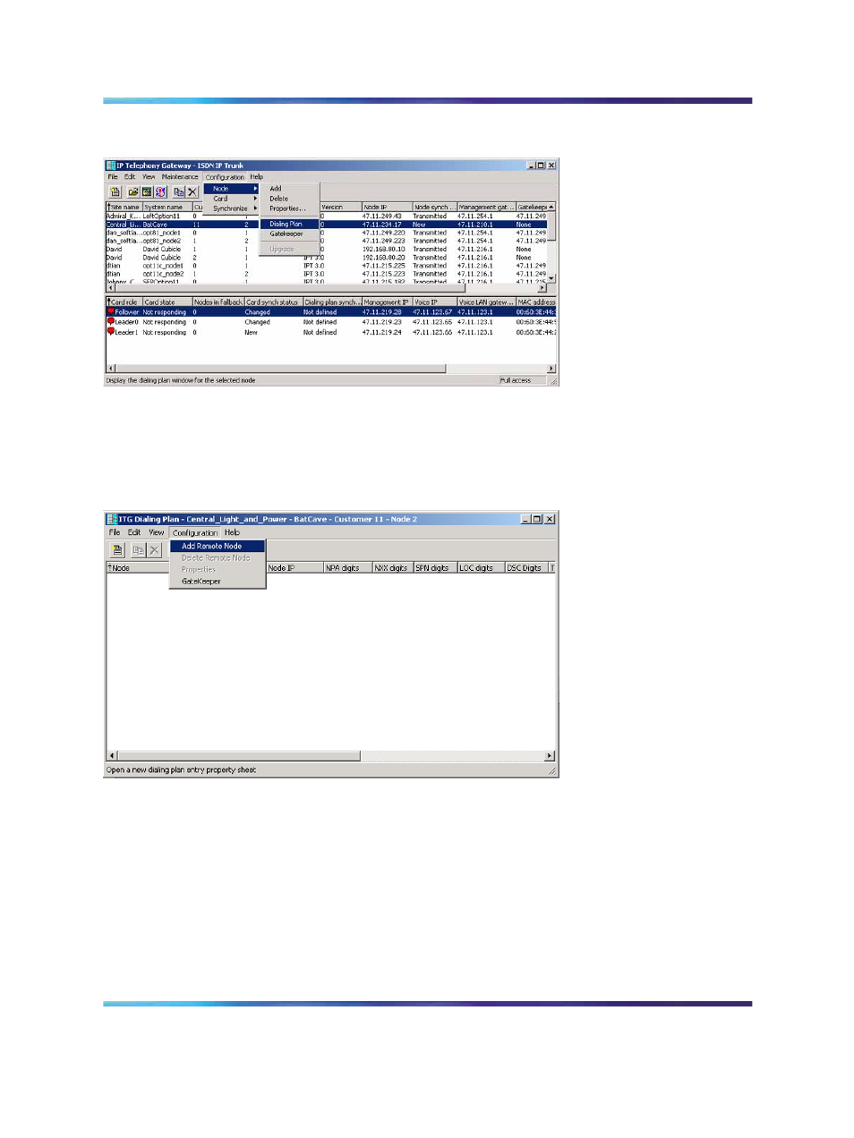 Figure 114 access the dialing plan window, Figure 115 itg dialing plan window | Nortel Networks NN43001-563 User Manual | Page 322 / 490