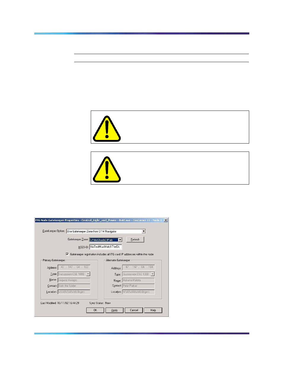 Figure 132 node properties gatekeeper from tm 3.1, Procedure 50, Procedure 50 "using | Nortel Networks NN43001-563 User Manual | Page 336 / 490