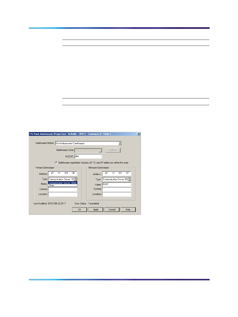 Figure 133 gatekeeper type drop-down list, Procedure 51 "using the | Nortel Networks NN43001-563 User Manual | Page 337 / 490