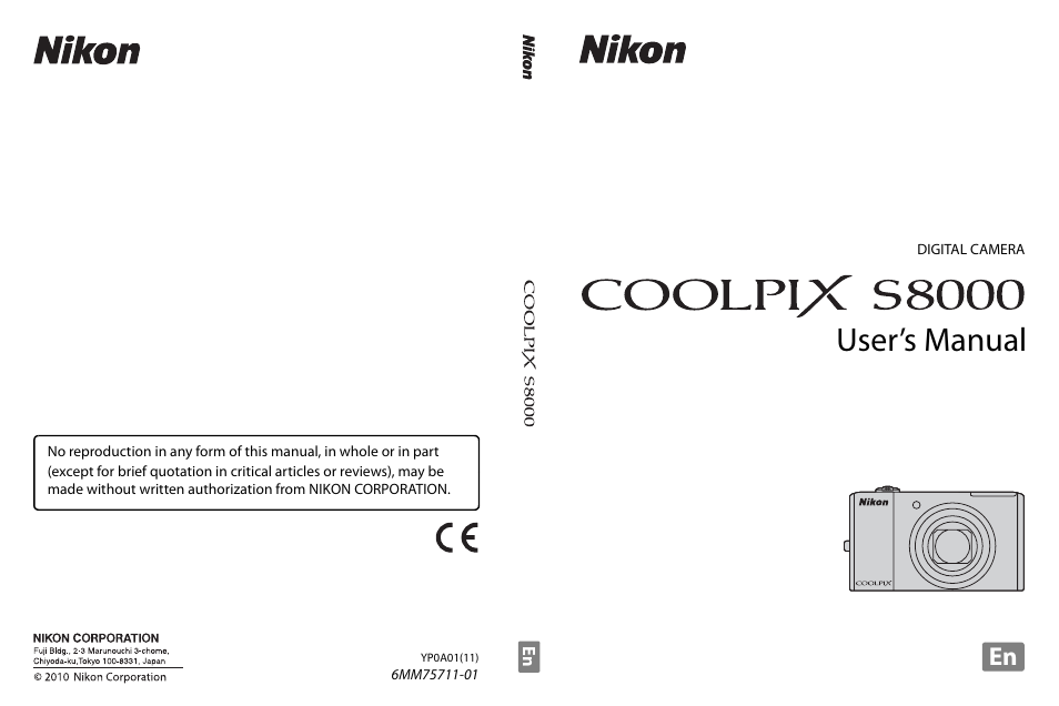 User’s manual | Nortel Networks COOLPIX S8000 User Manual | Page 184 / 184