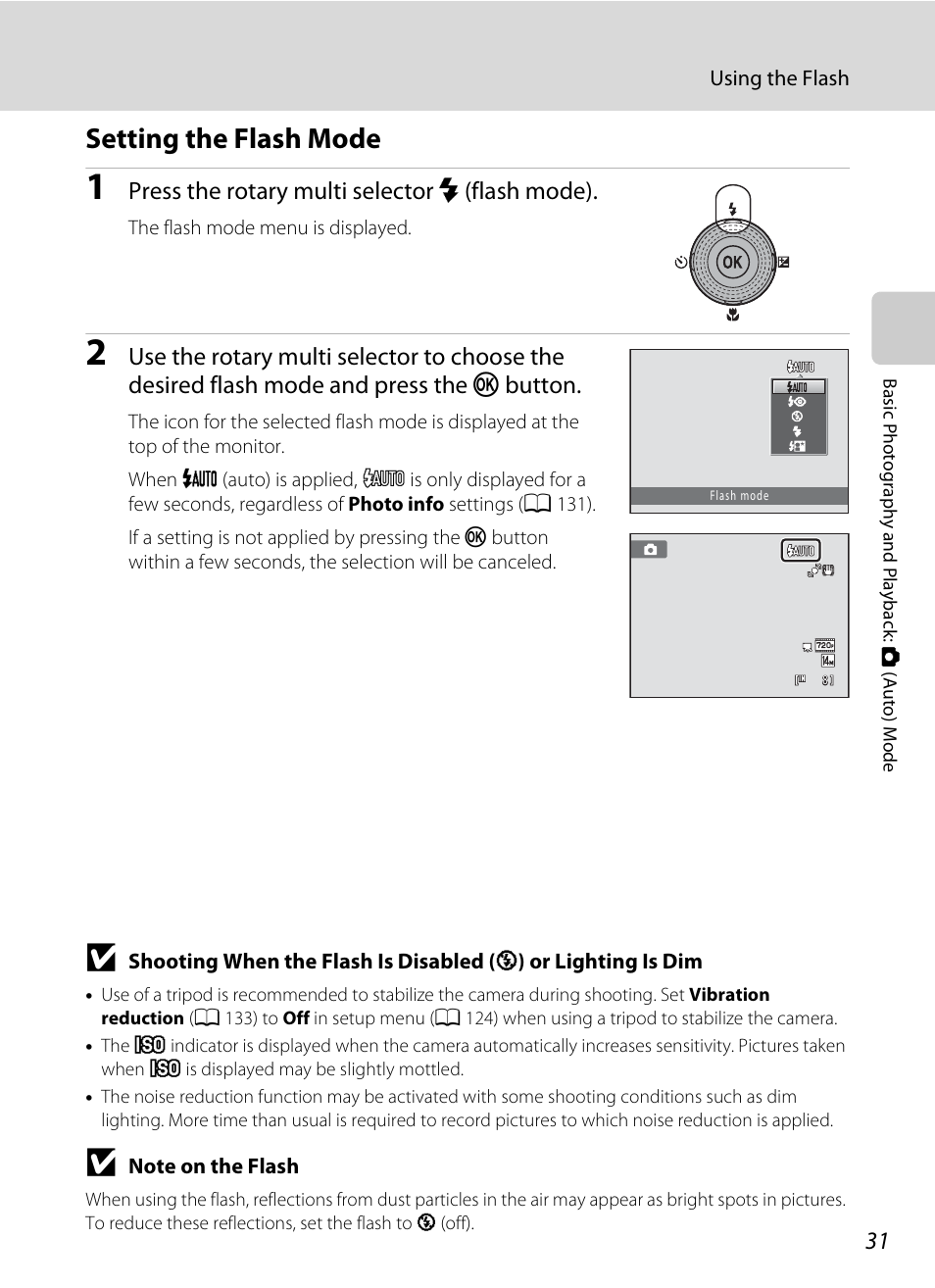 Setting the flash mode | Nortel Networks COOLPIX S8000 User Manual | Page 43 / 184