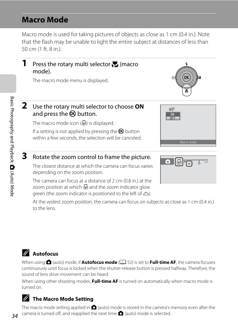 Macro mode, A 34) men, A 34) can be | Nortel Networks COOLPIX S8000 User Manual | Page 46 / 184