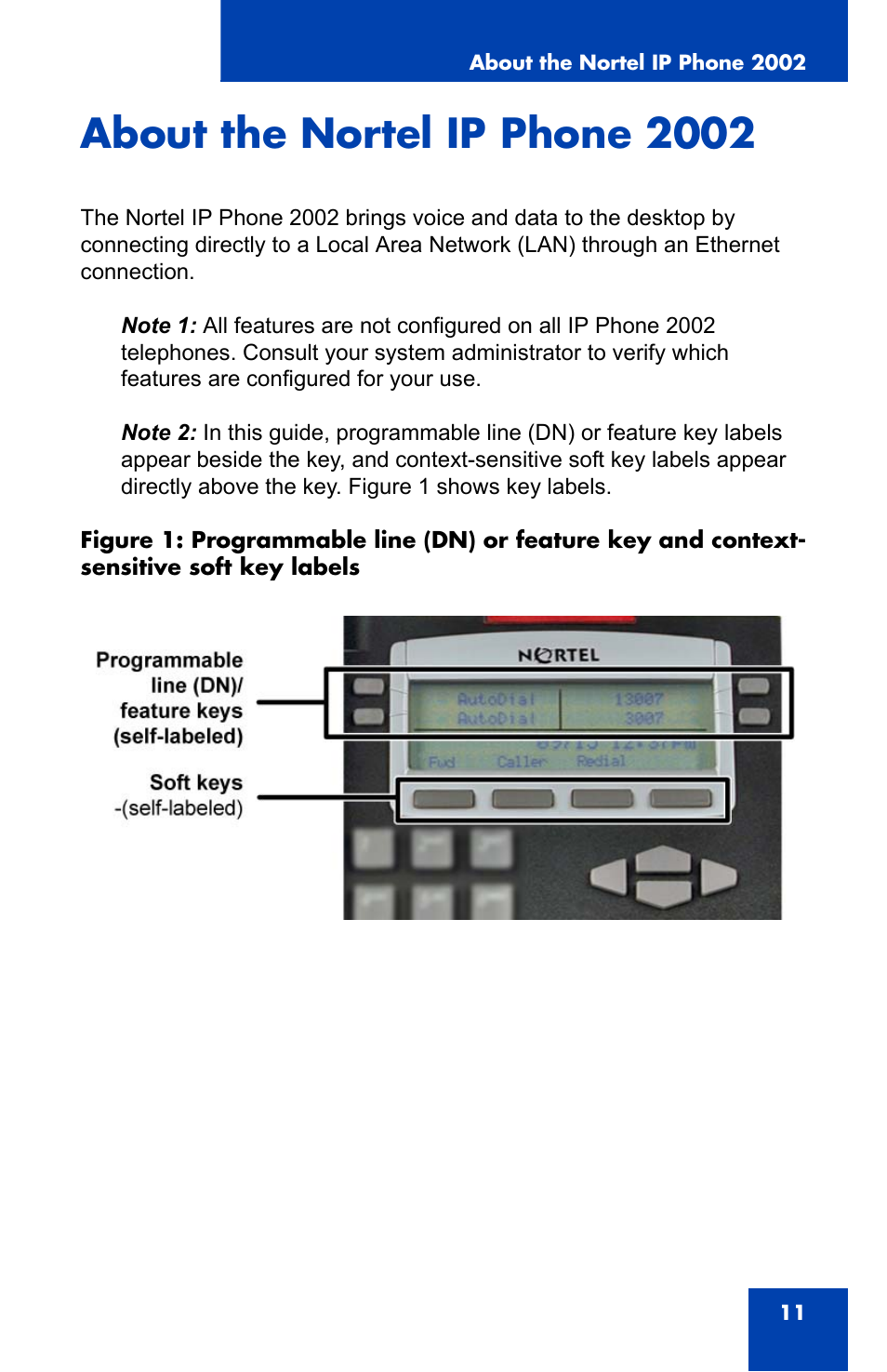 About the nortel ip phone 2002 | Nortel Networks 2002 User Manual | Page 11 / 152