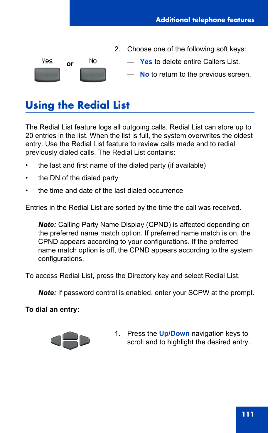 Using the redial list | Nortel Networks 2002 User Manual | Page 111 / 152