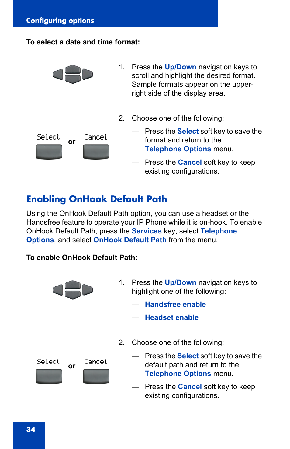 Enabling onhook default path | Nortel Networks 2002 User Manual | Page 34 / 152