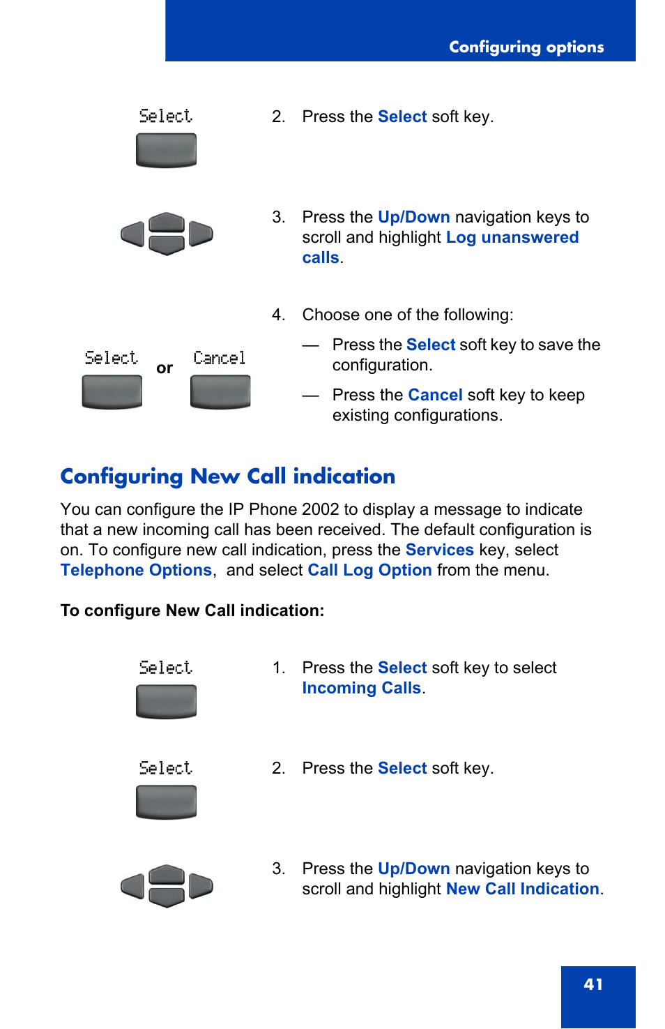 Configuring new call indication | Nortel Networks 2002 User Manual | Page 41 / 152