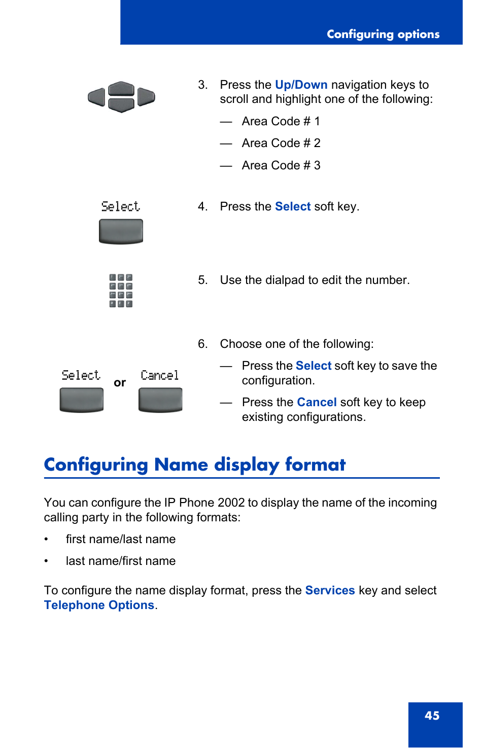 Configuring name display format | Nortel Networks 2002 User Manual | Page 45 / 152