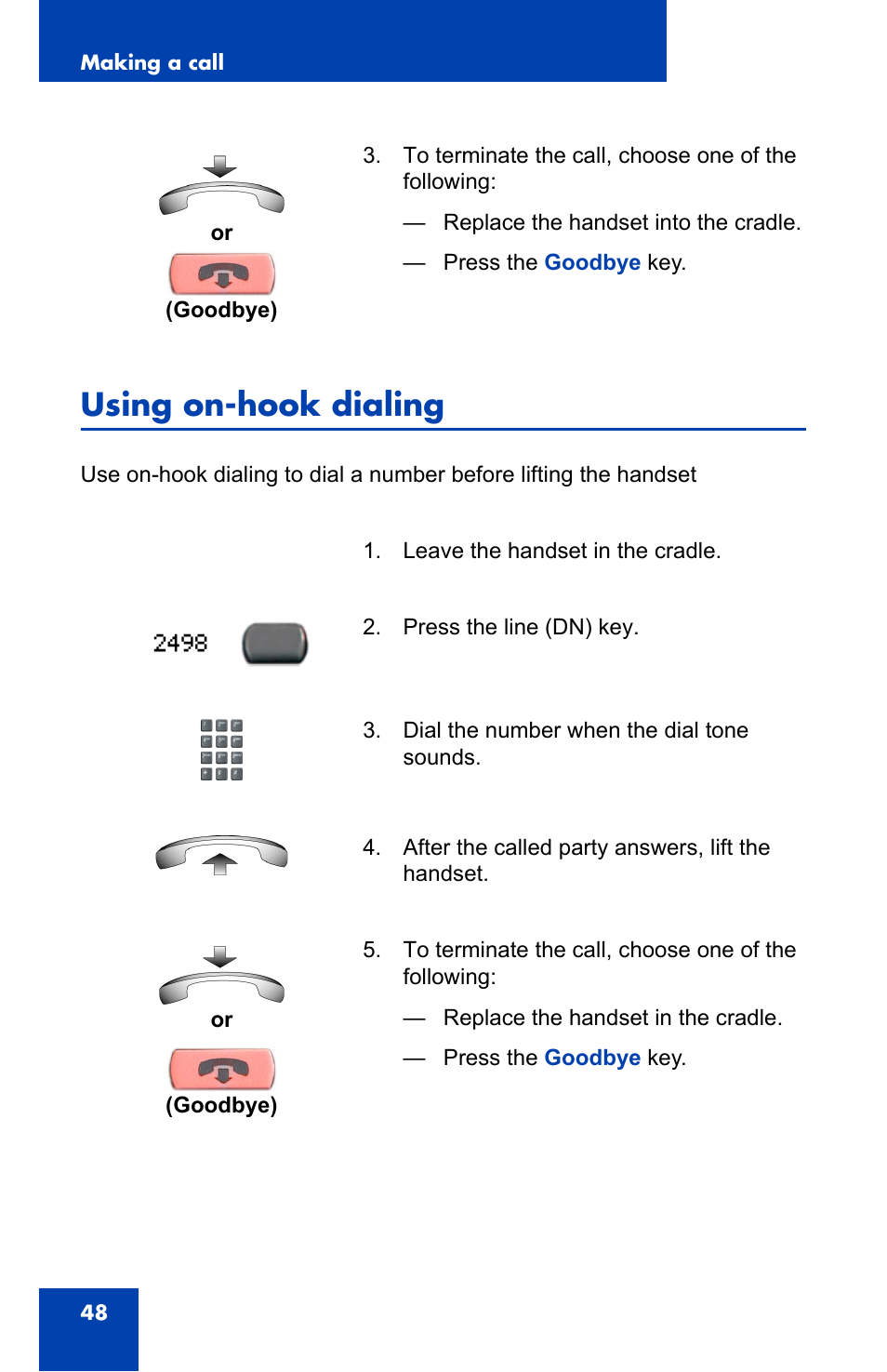 Using on-hook dialing | Nortel Networks 2002 User Manual | Page 48 / 152