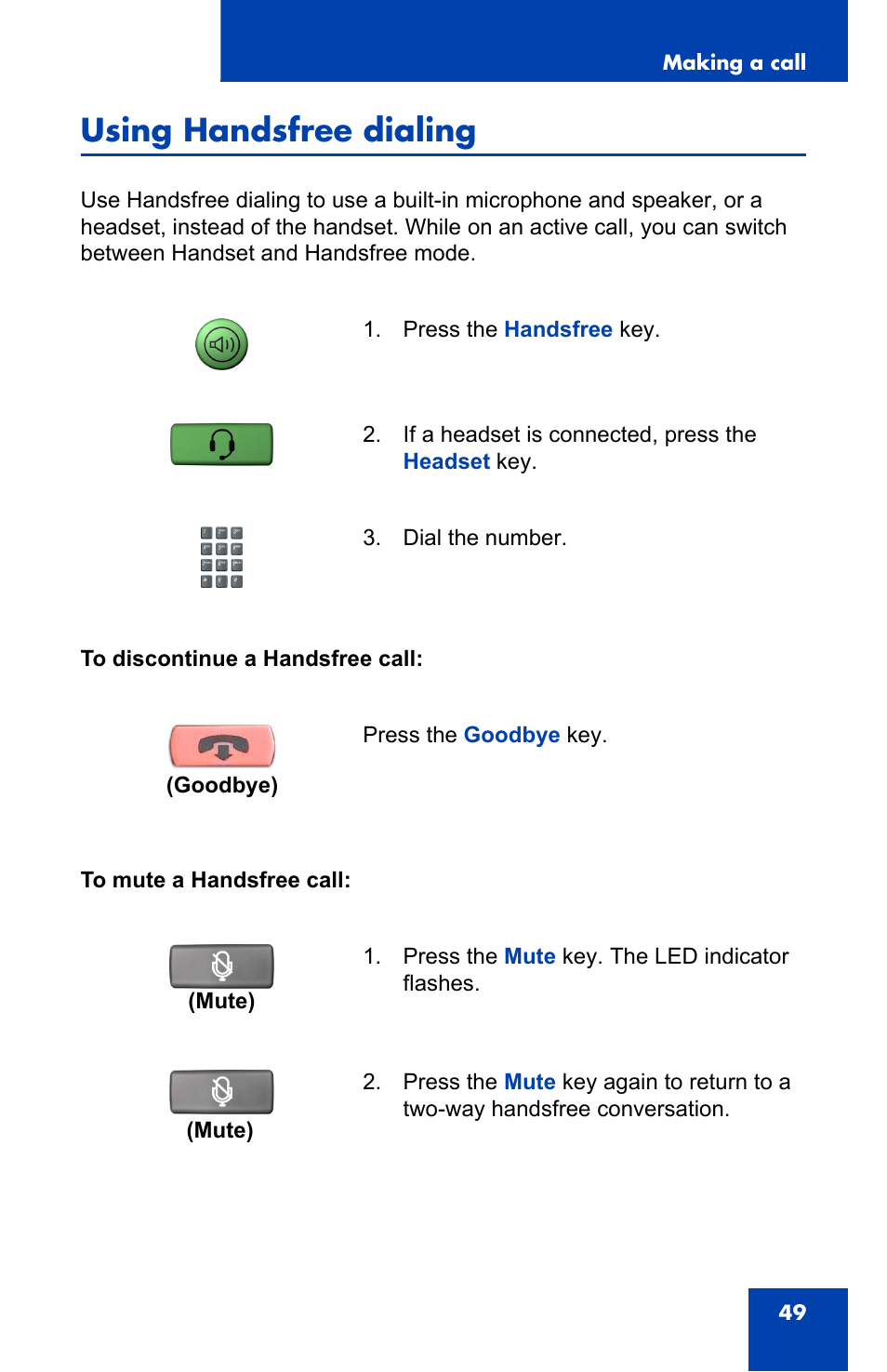 Using handsfree dialing | Nortel Networks 2002 User Manual | Page 49 / 152