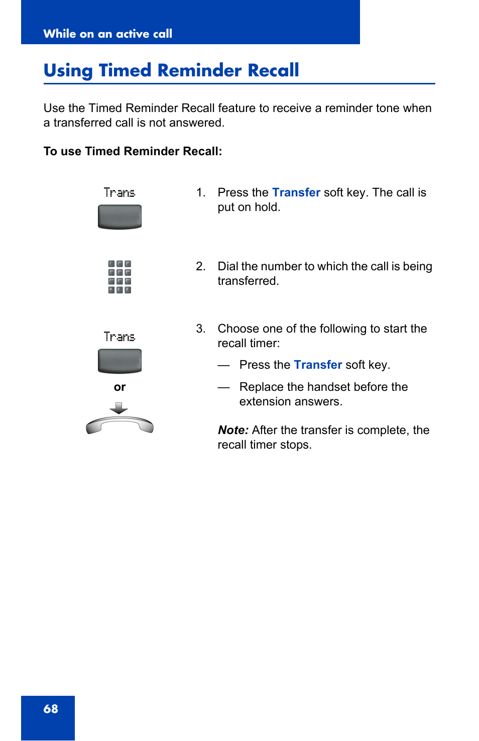 Using timed reminder recall | Nortel Networks 2002 User Manual | Page 68 / 152