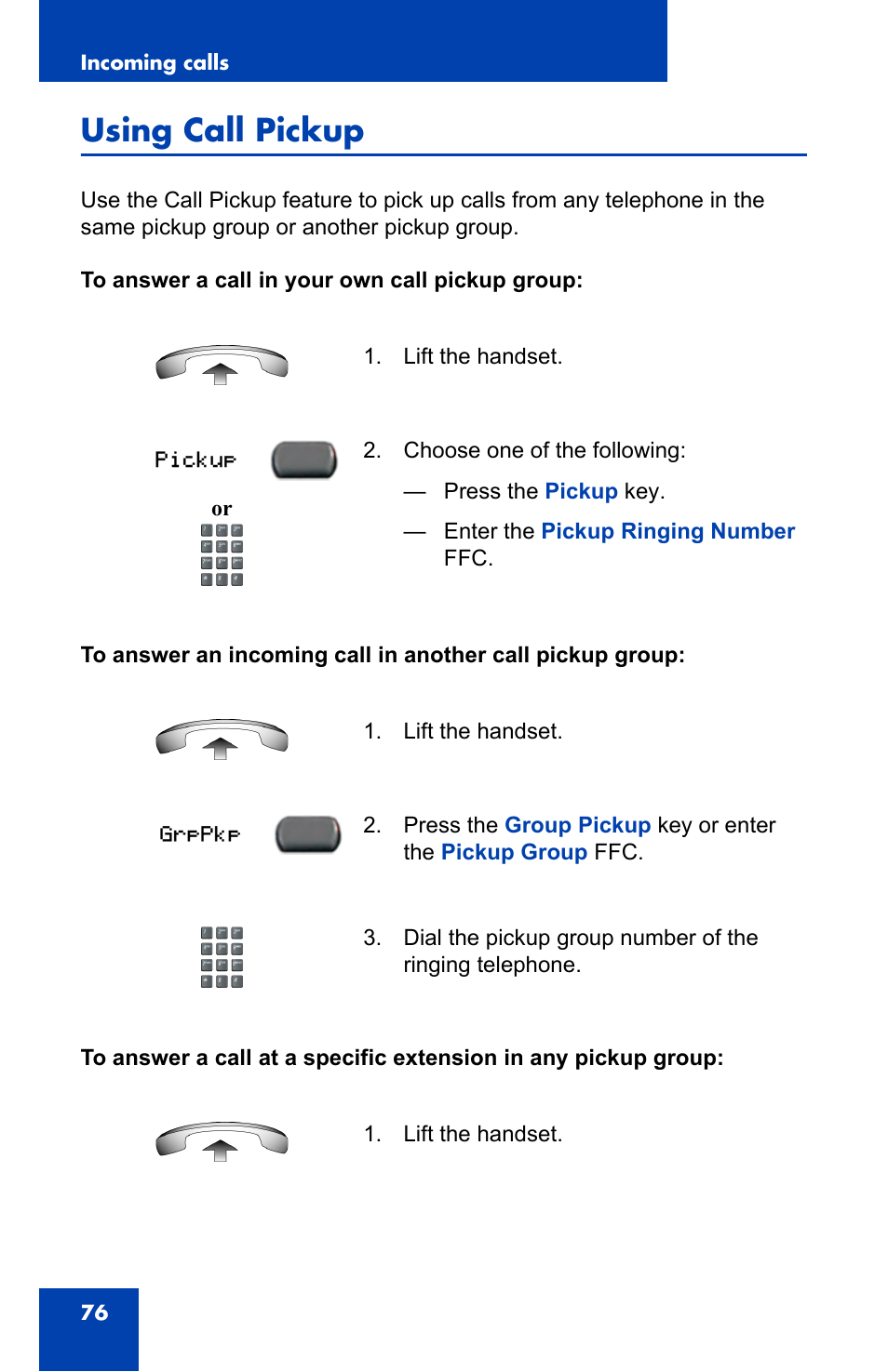 Using call pickup | Nortel Networks 2002 User Manual | Page 76 / 152