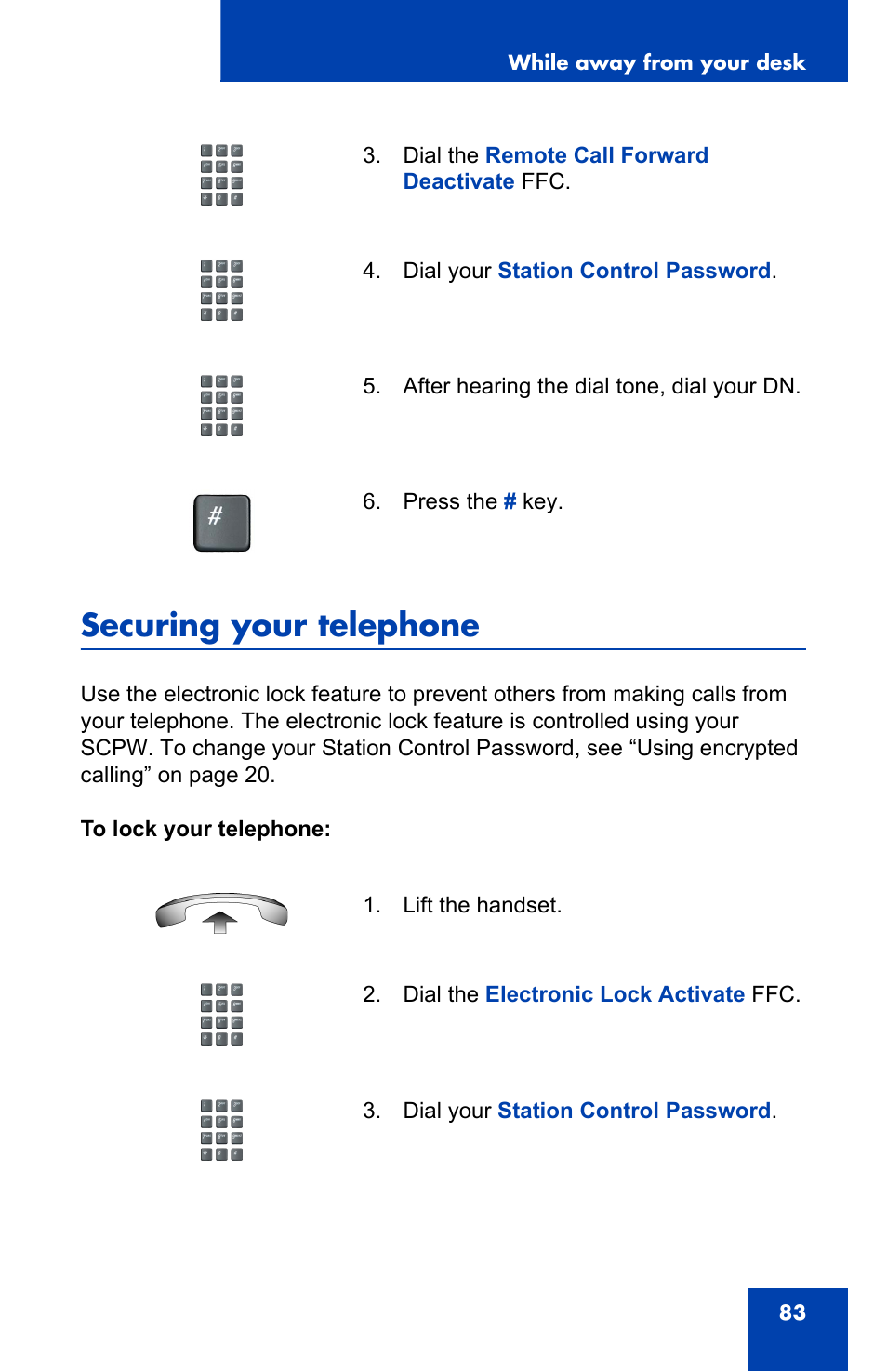 Securing your telephone | Nortel Networks 2002 User Manual | Page 83 / 152