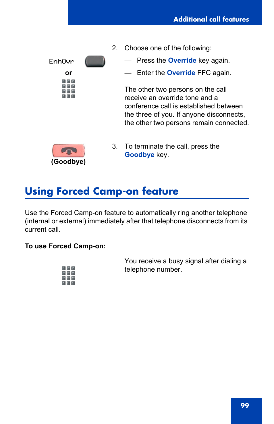 Using forced camp-on feature | Nortel Networks 2002 User Manual | Page 99 / 152