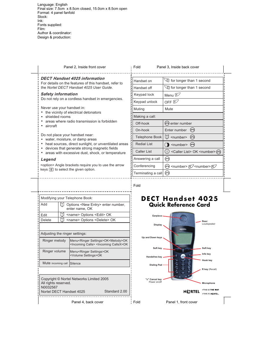 Nortel Networks Nortel DECT 4025 User Manual | 1 page