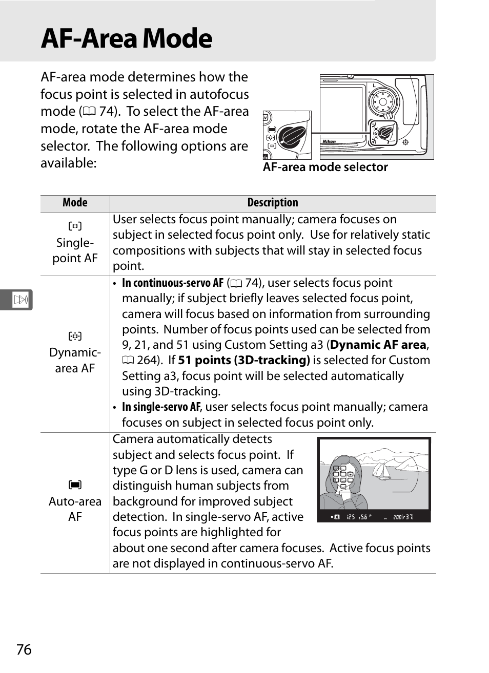 Af-area mode | Nikon D300s User Manual | Page 102 / 432