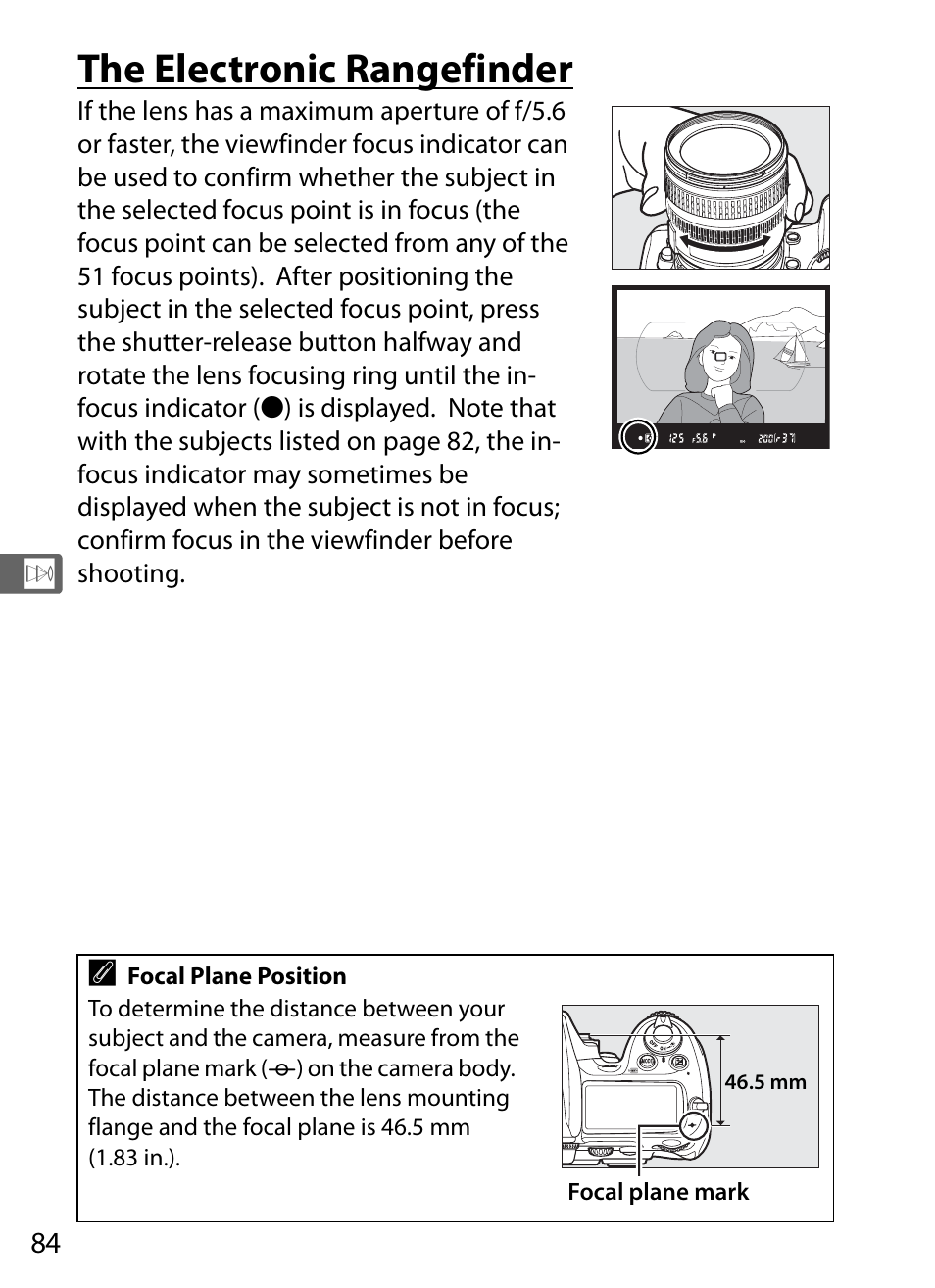 The electronic rangefinder | Nikon D300s User Manual | Page 110 / 432