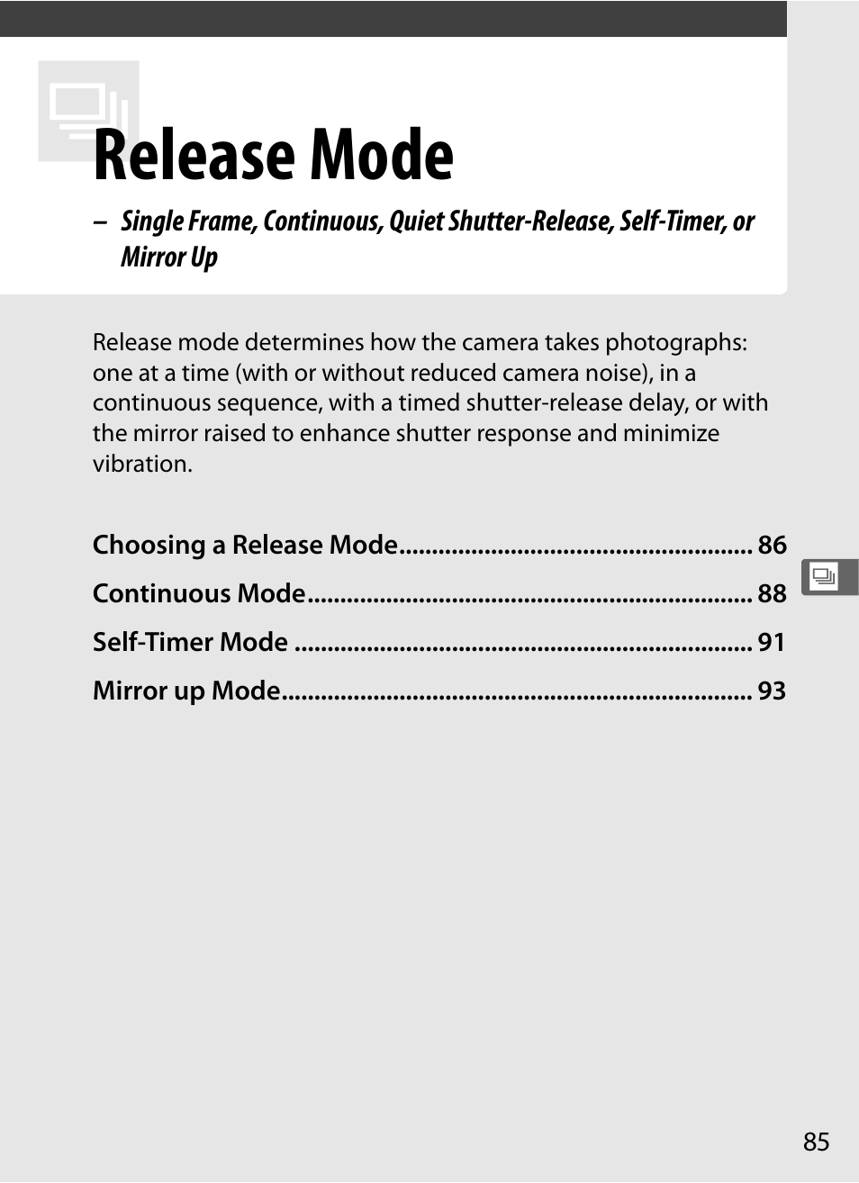 Release mode | Nikon D300s User Manual | Page 111 / 432