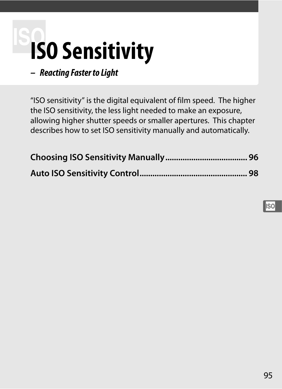 Iso sensitivity | Nikon D300s User Manual | Page 121 / 432