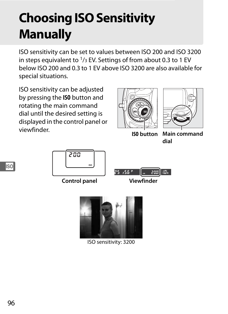 Choosing iso sensitivity manually | Nikon D300s User Manual | Page 122 / 432