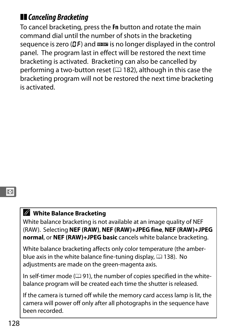 Canceling bracketing | Nikon D300s User Manual | Page 154 / 432