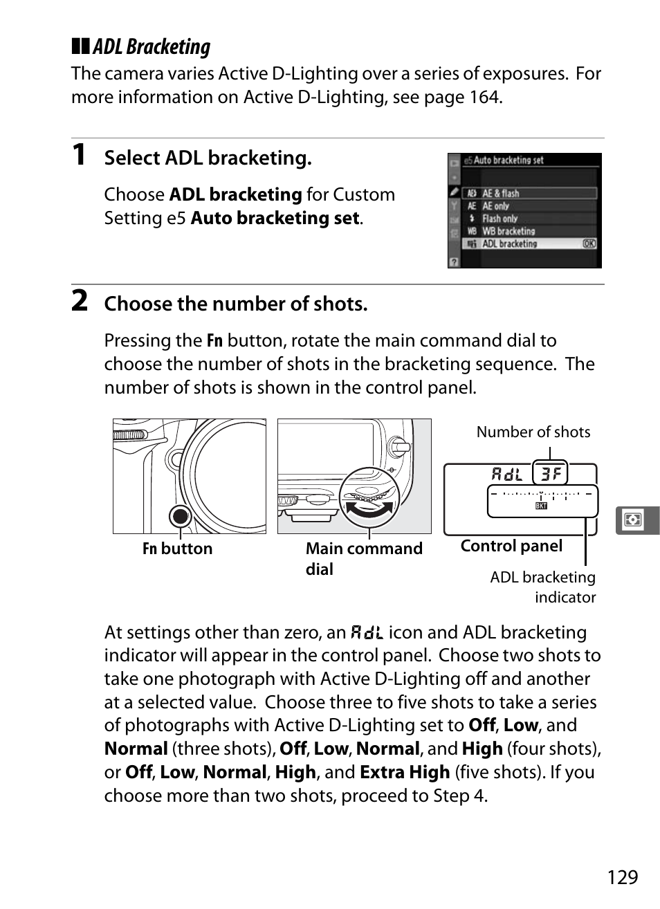 Adl bracketing | Nikon D300s User Manual | Page 155 / 432