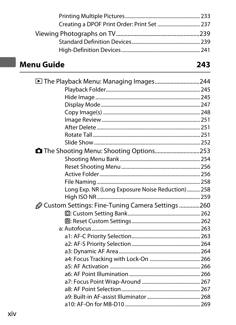 Menu guide 243 | Nikon D300s User Manual | Page 16 / 432