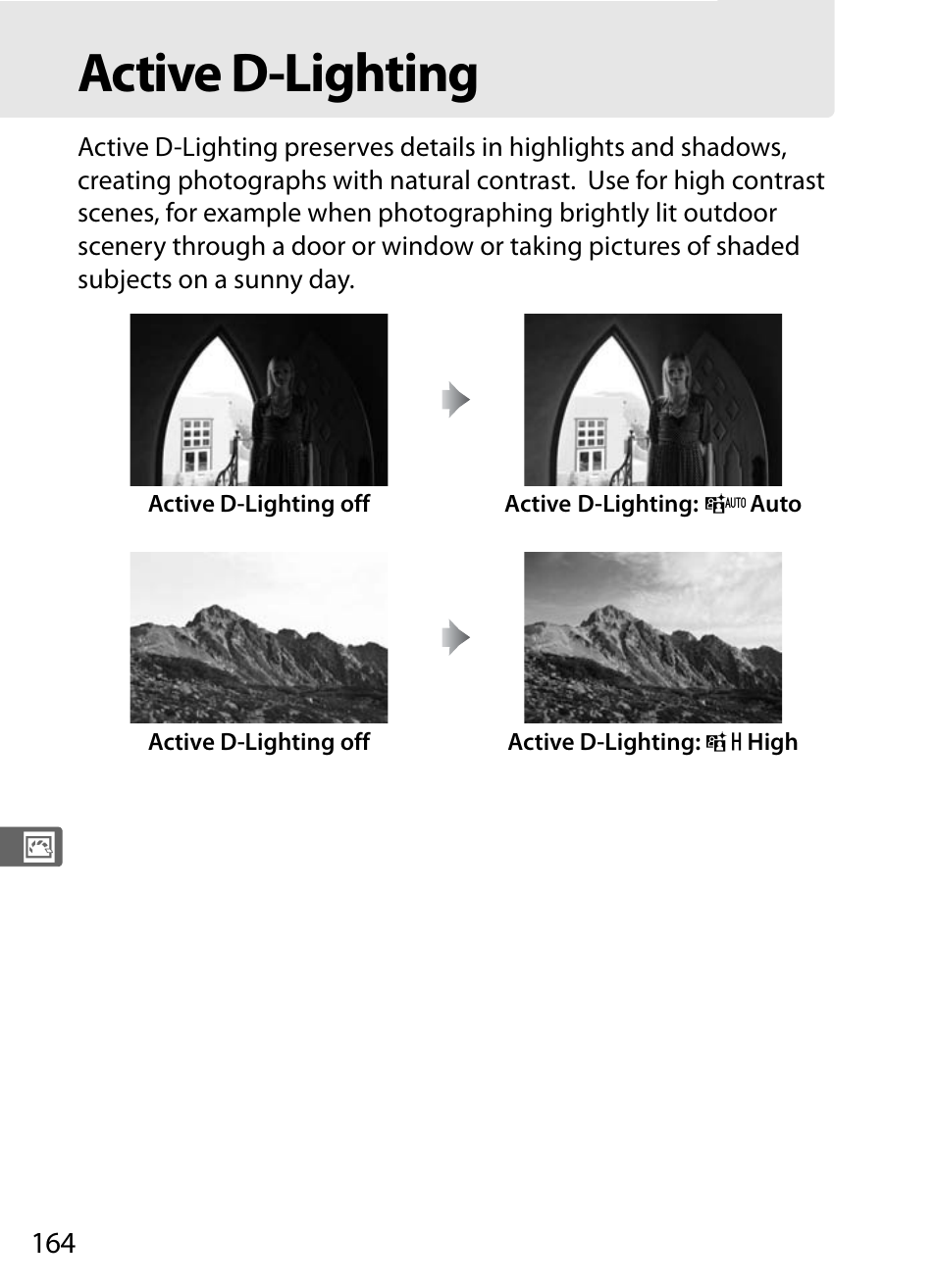 Active d-lighting | Nikon D300s User Manual | Page 190 / 432