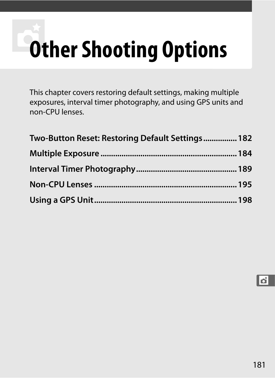 Other shooting options | Nikon D300s User Manual | Page 207 / 432